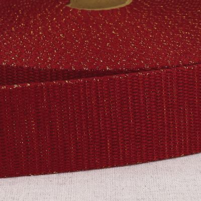 Sangle Polyester Lurex aspect Coton 40 mm Bordeaux x1m