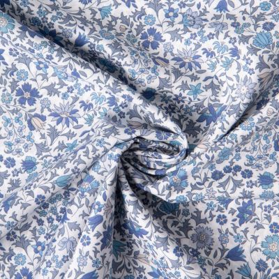 Tissu Liberty of London Library Edit II Bleu sur fond Blanc - Par 10 cm