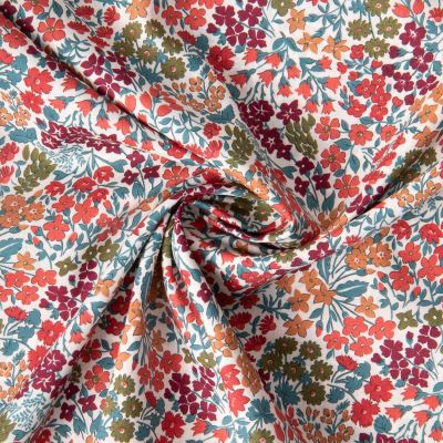 Tissu Liberty of London Library Edit II Corail sur fond Blanc - Par 10 cm