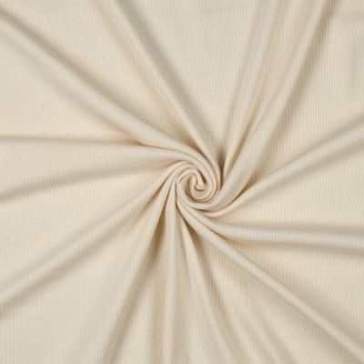 Tissu Jersey Coton côtelé uni Ecru - Par 10 cm