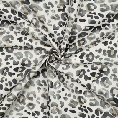 Tissu Déperlant impression digital léopard brumeux sur fond Blanc cassé - Par 10 cm