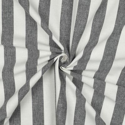 Tissu Coton Fil teint Suzy rayures Noir sur fond Blanc - Par 10 cm
