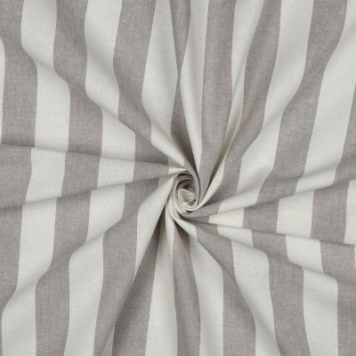 Tissu Coton Fil teint Suzy rayures Beige sur fond Blanc - Par 10 cm