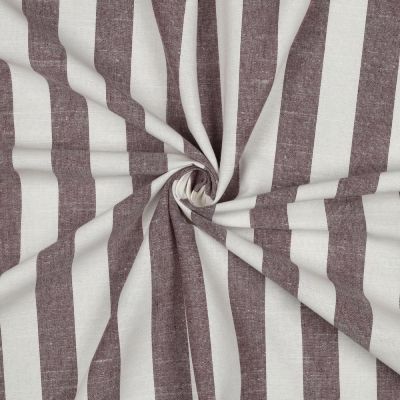Tissu Coton Fil teint Suzy rayures Aubergine sur fond Blanc - Par 10 cm