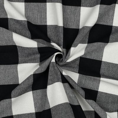 Tissu Coton Fil teint Suzy carreaux Noir sur fond Blanc - Par 10 cm
