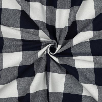 Tissu Coton Fil teint Suzy carreaux Bleu Marine sur fond Blanc - Par 10 cm