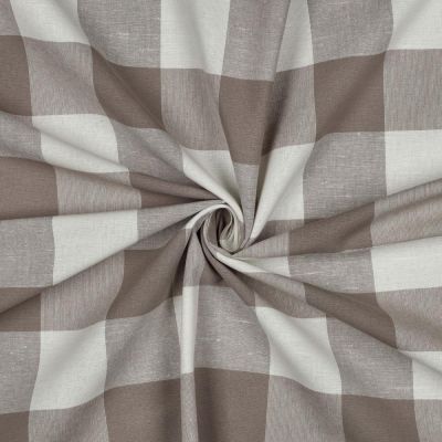 Tissu Coton Fil teint Suzy carreaux Beige sur fond Blanc - Par 10 cm