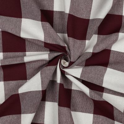 Tissu Coton Fil teint Suzy carreaux et rayures Aubergine sur fond Blanc - Par 10 cm