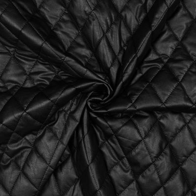 Tissu Simili Cuir Matelassé réversible Noir - Par 10 cm