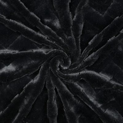 Tissu Fausse fourrure Chevrons en relief uni Noir - Par 10 cm