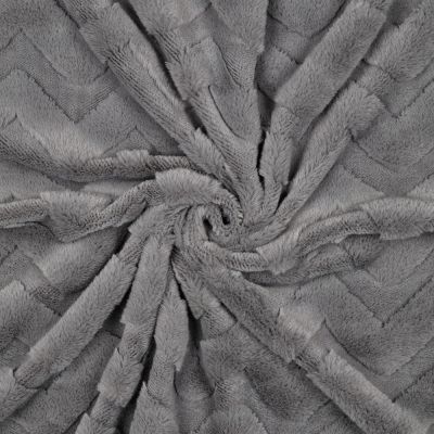 Tissu Fausse fourrure Chevrons en relief uni Gris - Par 10 cm