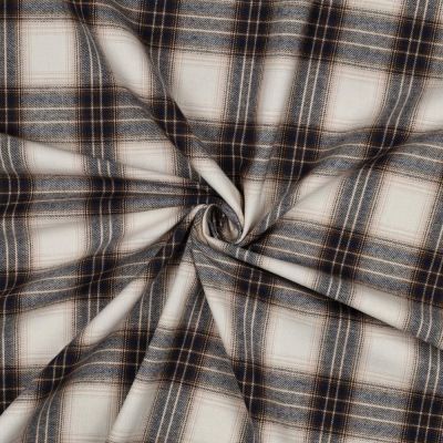 Tissu Flanelle de Coton léger Tartan bleu sur fond Ecru - Par 10 cm