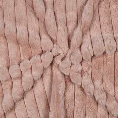 Tissu Fausse fourrure à rayures uni Vieux rose - Par 10 cm