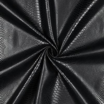 Tissu Simili cuir Peau de serpent uni Noir - Par 10 cm