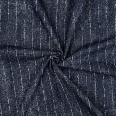 Tissu Jean Denim rayé sur fond Bleu marine - Par 10 cm