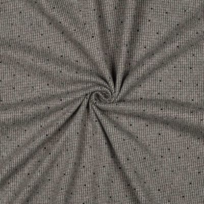 Tissu Lainage Pied de poule et strass noir sur fond Gris anthracite - Par 10 cm