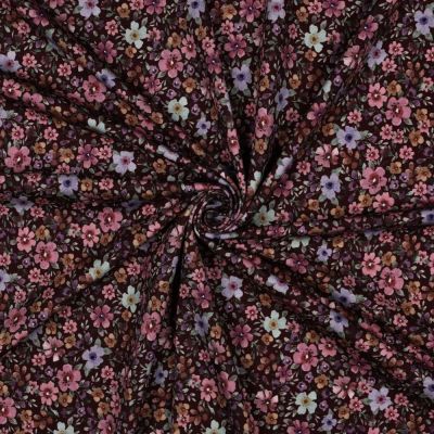 Tissu Jersey Coton imprimé Fleuris Goia sur fond Noir - Par 10 cm