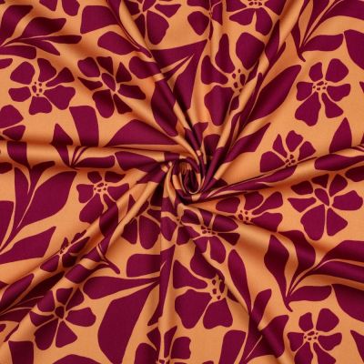 Tissu Viscose stretch imprimé Rosella Orange - Par 10 cm