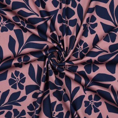 Tissu Viscose stretch imprimé Rosella Mauve - Par 10 cm
