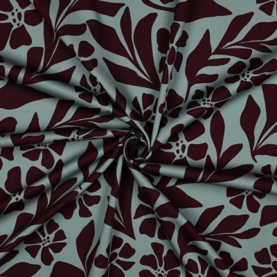 Tissu Viscose stretch imprimé Rosella Vert sauge - Par 10 cm