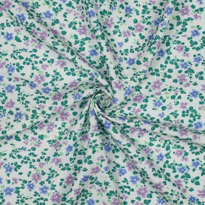 Tissu Viscose imprimé digital Ana petites fleurs sur fond Blanc - Par 10 cm