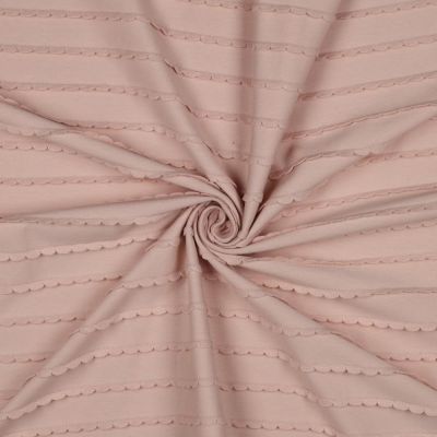 Tissu Jersey Coton à volants uni Rose poudré - Par 10 cm