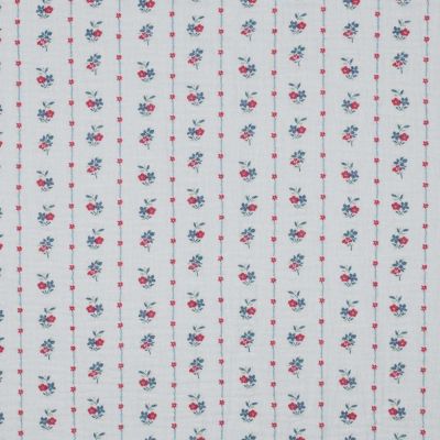 Tissu Double gaze Fleuris rayé sur fond Blanc - Par 10 cm
