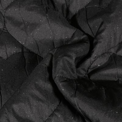 Tissu Matelassé Pailleté argenté Coeurs Noir - Par 10 cm