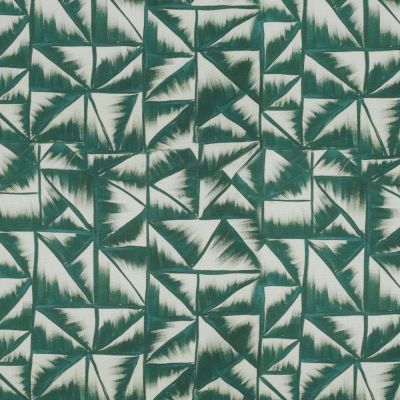 Tissu Viscose Géométrique sur fond Ecru - Par 10 cm
