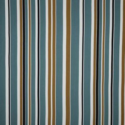 Tissu Viscose légère Rayé blanc et ocre sur fond Vert canard - Par 10 cm
