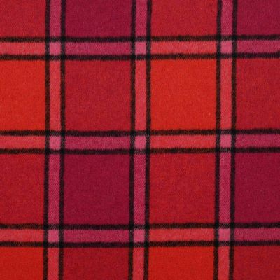 Tissu Caban brossé motif tartan sur fond Rouge - Par 10 cm