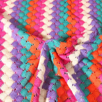 Tissu Crochet ajouré rayé Multicolore - Par 10 cm