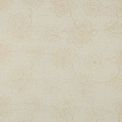 Tissu Double gaze fleurs brodées La Bohème uni beige - Par 10 cm