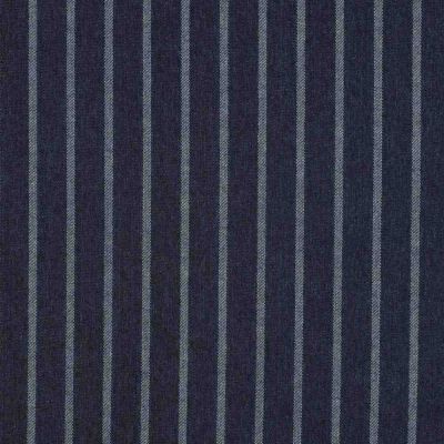 Tissu Jeans Denim rayure Jaynor gris sur fond Bleu marine - Par 10 cm