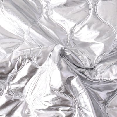 Tissu Doudoune réversible alvéoles Ondine uni Argent envers Gris - Par 10 cm