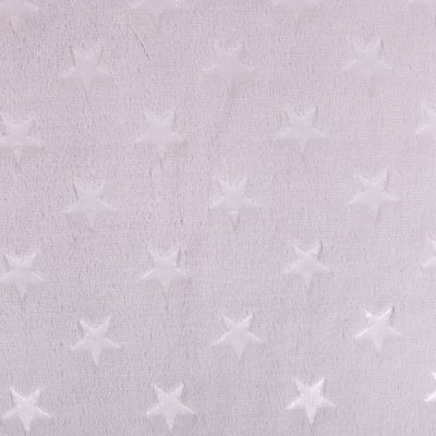 Tissu Minky Ultra doux Longs Poils Etoiles sur fond Gris clair - Par 10 cm
