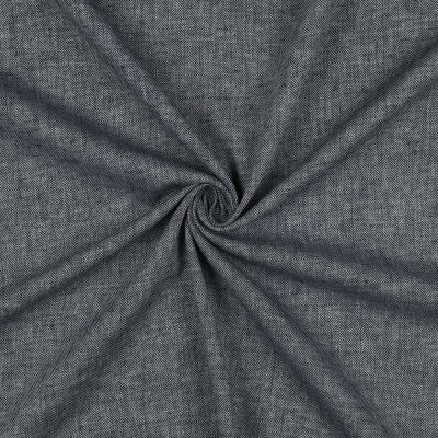 Tissu Coton Lin Chevrons Blanc sur fond Gris anthracite - Par 10 cm