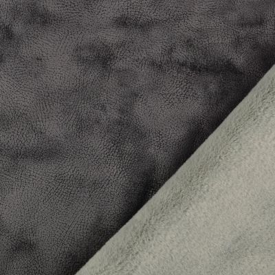 Tissu Suédine envers Fausse fourrure Mara sur fond Gris anthracite profond - Par 10 cm
