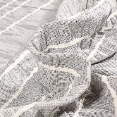 Tissu Voile de Coton smocké brodé uni Gris - Par 10 cm