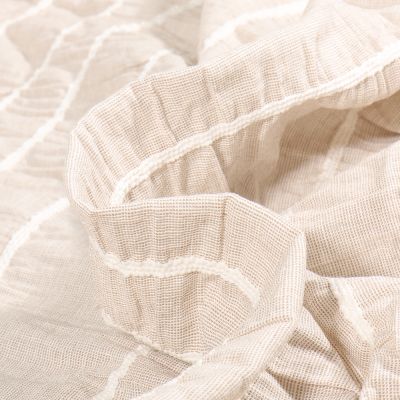 Tissu Voile de Coton smocké brodé uni Beige - Par 10 cm
