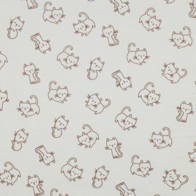 Tissu Flanelle de Coton imprimé Patachat brun sur fond Ecru - Par 10 cm