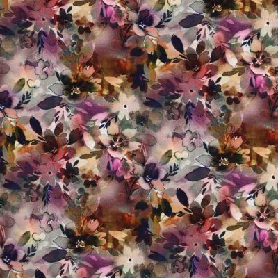 Tissu Jersey Milano fleurs Eclipse sur fond Multicolore - Par 10 cm