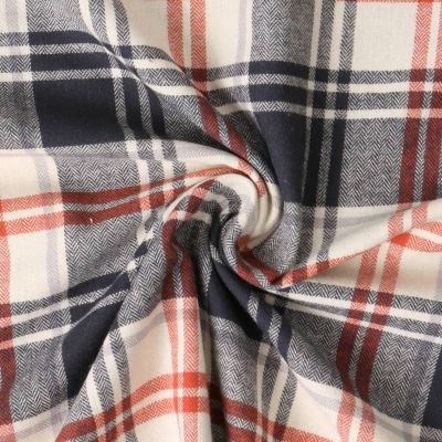 Tissu Coton Chemise Lucian carreaux Rouges et Bleus sur fond Ecru - Par 10 cm