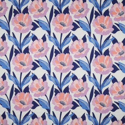 Tissu Lin Viscose Nerida Hansen Pavot sur fond Blanc - Par 10 cm