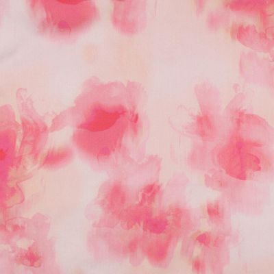 Tissu Coton satiné imprimé fleurs Evanora roses sur fond Rose pastel - Par 10 cm