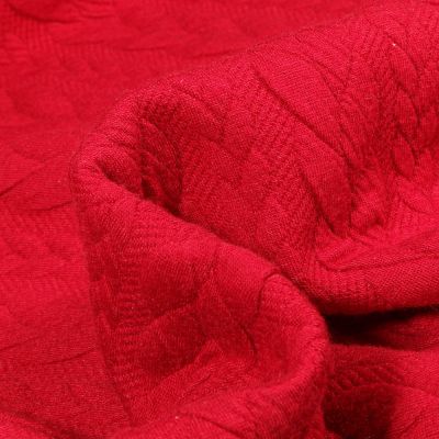 Tissu Sweat effet Maille tressée Lena Rouge - Par 10 cm
