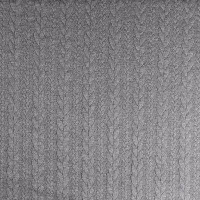 Tissu Sweat  effet Maille tressée Gris pierre - Par 10 cm