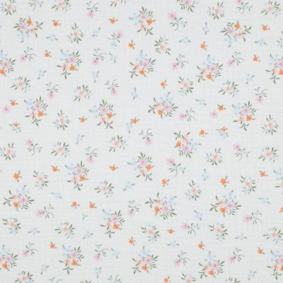 Tissu Double gaze fleurs Lilirose pastel sur fond Blanc cassé - Par 10 cm