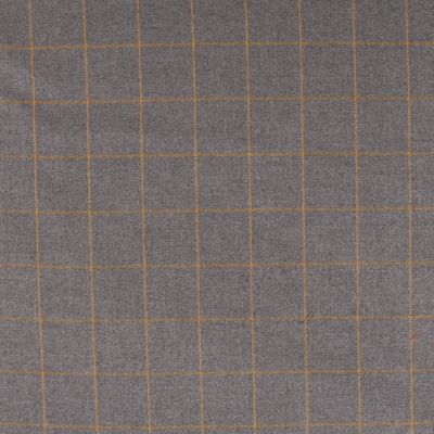 Tissu Gabardine Viscose  Carreaux Jaune sur fond Gris - Par 10 cm