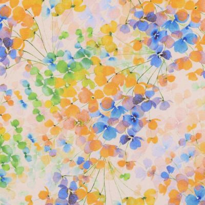 Tissus Viscose fleurs Radiance multicolores sur fond Crème - Par 10 cm